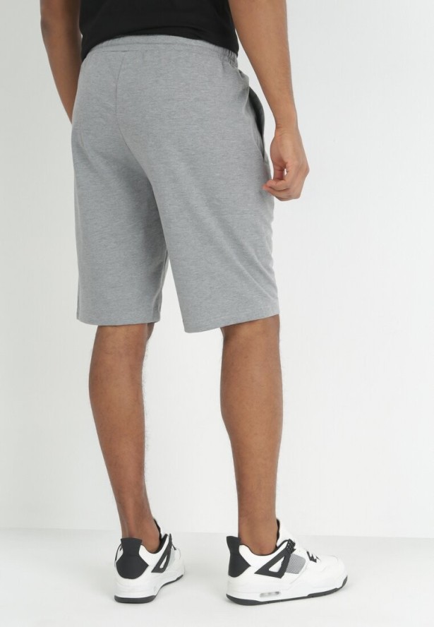 Szare Dresowe Szorty z Gumką w Pasie Eeshih