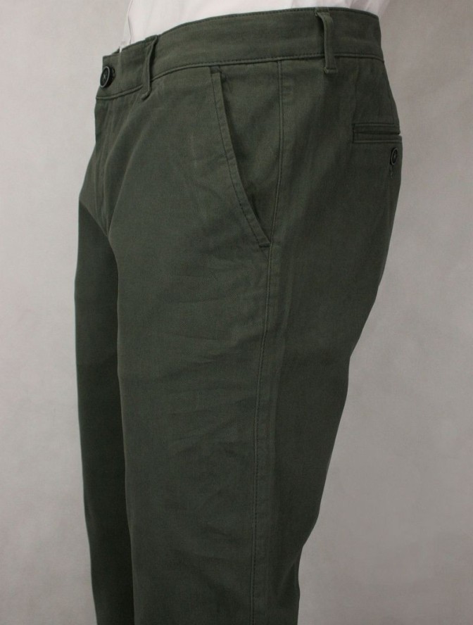 Męskie Spodnie Bawełniane, Chinosy, Zwężane, Khaki