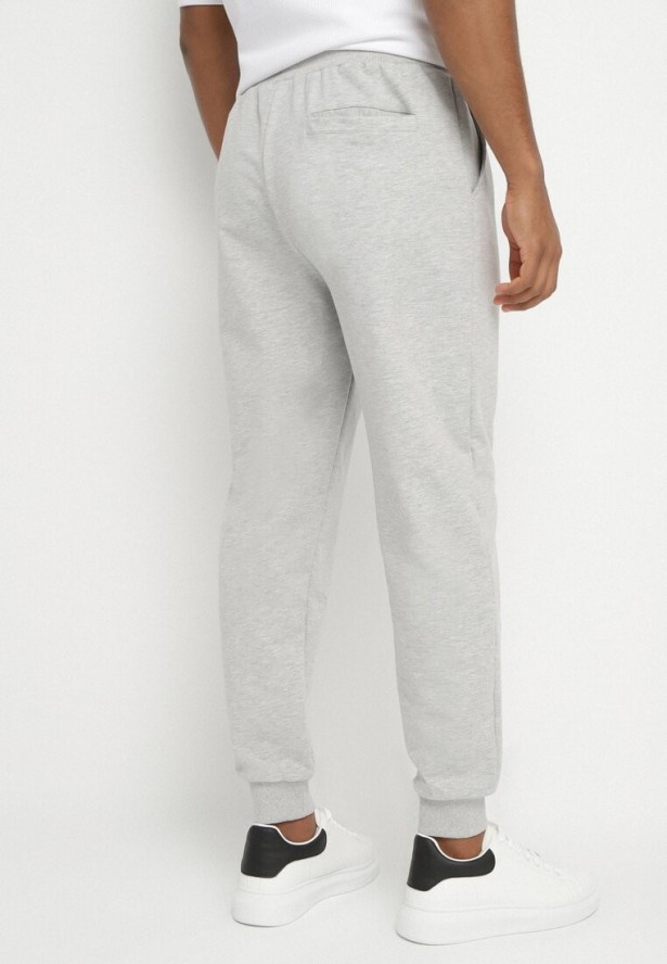 Jasnoszare Spodnie Dresowe ze Ściągaczami z Bawełną Paladira
