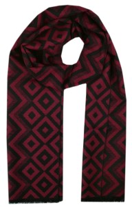 Męski Szalik z Wiskozy - Alties - Bordo i Czerń, Figury Geometryczne