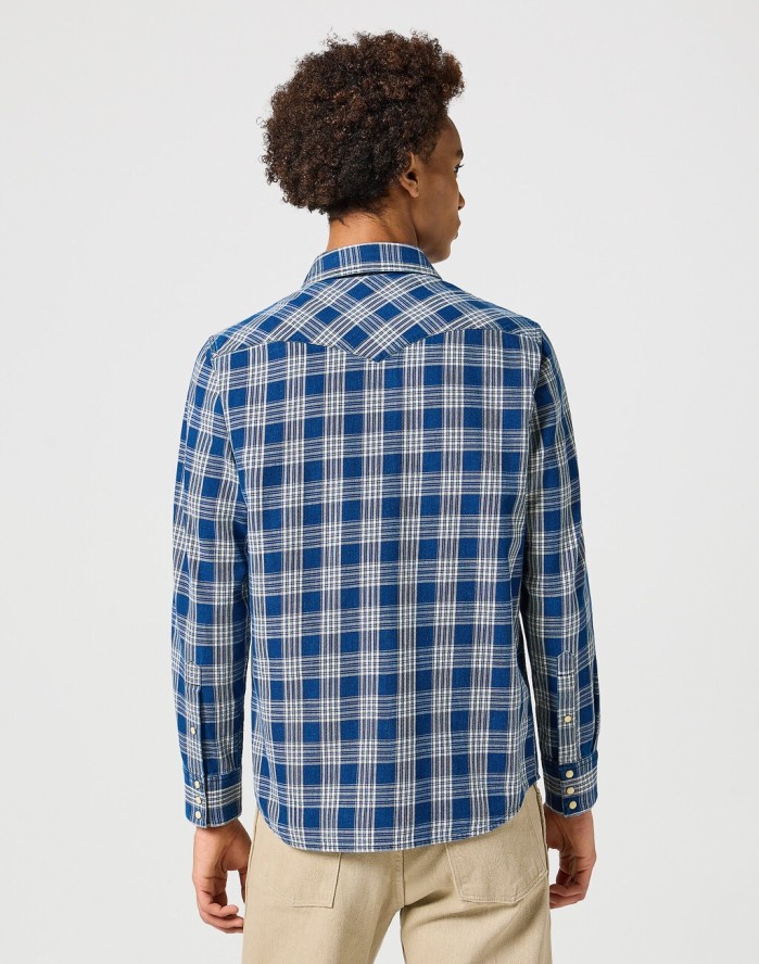 WRANGLER MĘSKA KOSZULA WESTERN INDIGO SHIRT DARK WASH 112357250 W5K9014055
