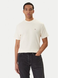 Calvin Klein Jeans T-Shirt Waffle Badge LV04RD008G Beżowy Regular Fit
