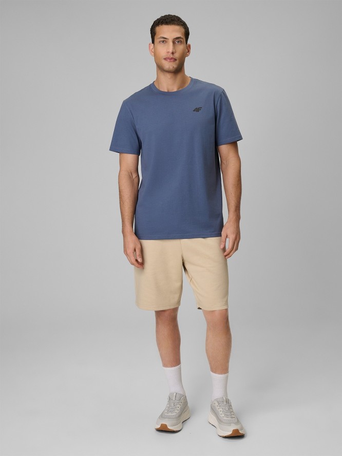4F T-shirt regular gładki męski - granatowy XL