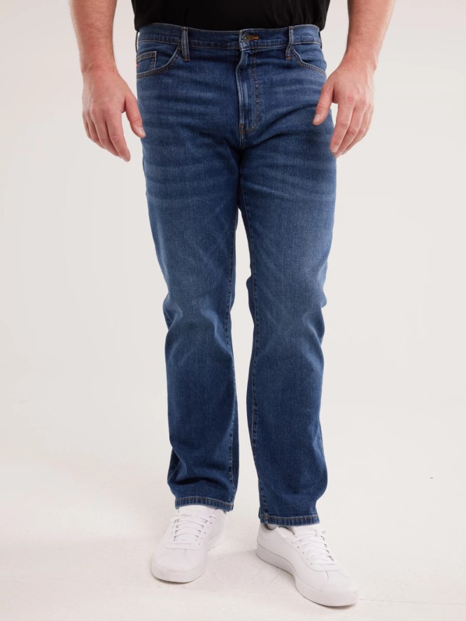 Jeansy męskie z prostą nogawką granatowe Trent 481