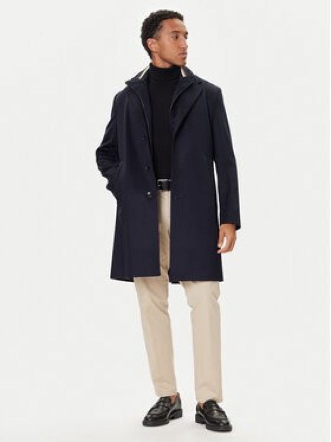 BOSS Płaszcz wełniany H-Jared 50551085 Granatowy Regular Fit