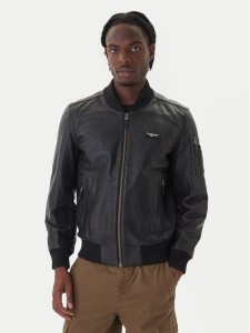 Aeronautica Militare Kurtka skórzana 252PN0958UPL00305 Czarny Regular Fit
