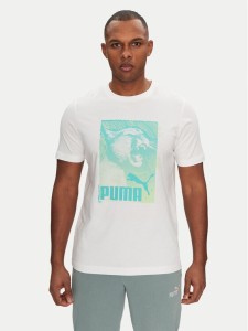 Puma T-Shirt Graphics Photoprint 684836 Biały Regular Fit