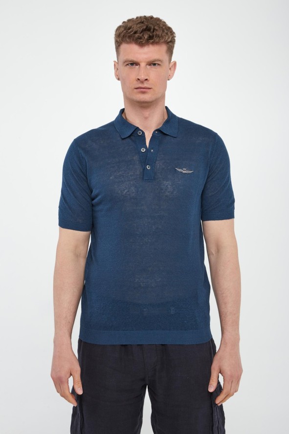 Polo męskie lniane AERONAUTICA MILITARE
