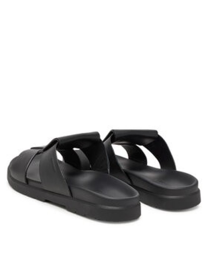 Calvin Klein Klapki Lug Sandal Double T Lth HM0HM01734 Czarny