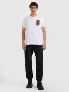 4F T-shirt regular z nadrukiem męski - biały XL