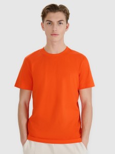 4F T-shirt regular z nadrukiem męski - pomarańczowy S