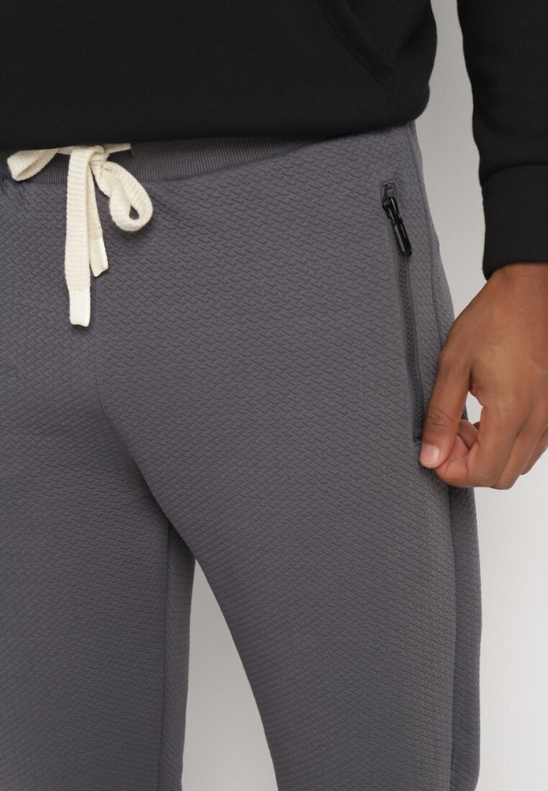 Ciemnoszare Spodnie Dresowe z Bawełną z Wysokim Stanem Arliera
