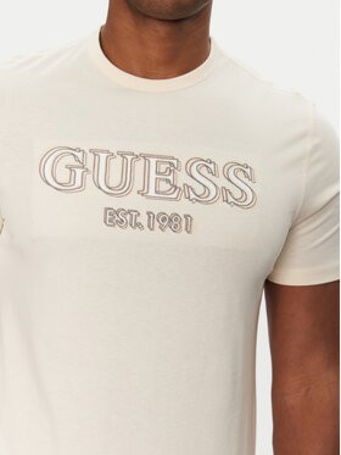 Guess T-Shirt M5GI07 I3Z14 Écru Slim Fit