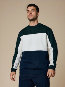 Bluza crewneck color-block - zielony