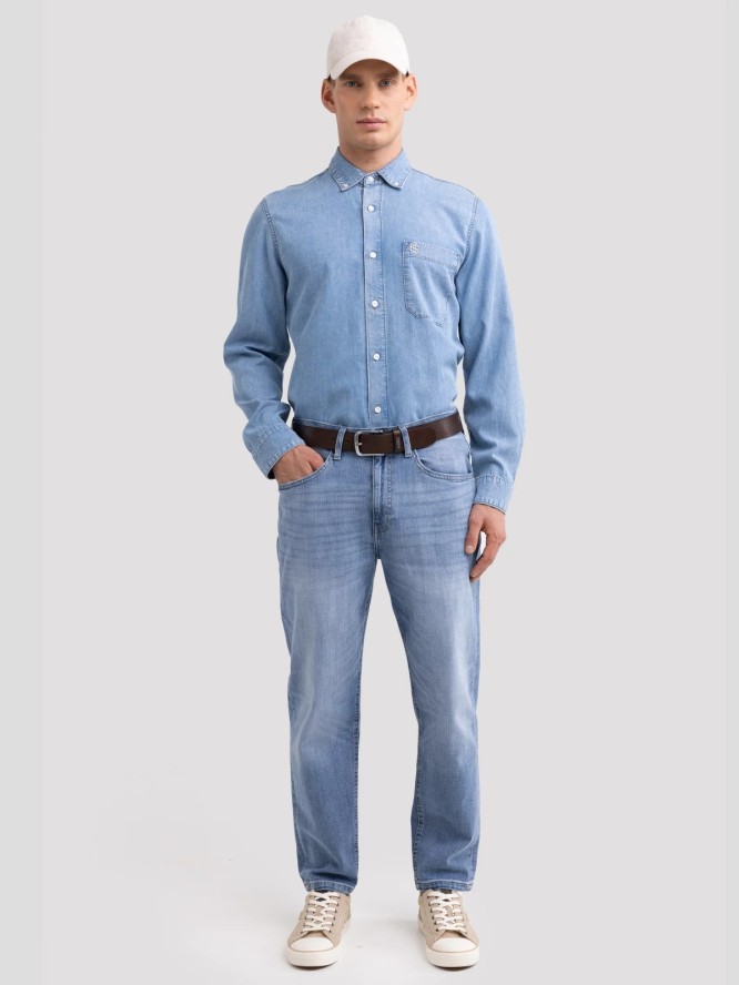 Koszula męska z imitacji jeansu niebieska Jason 147