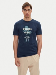 Mustang T-Shirt Austin 1016490 Granatowy Regular Fit