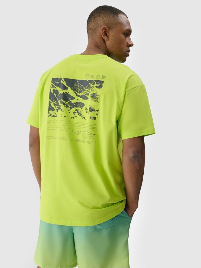 4F T-shirt oversize z nadrukiem męski - zielony M