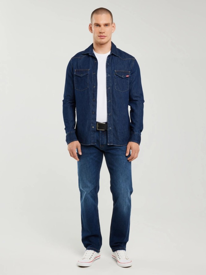 Jeansy męskie z prostą nogawką granatowe Ronald 315