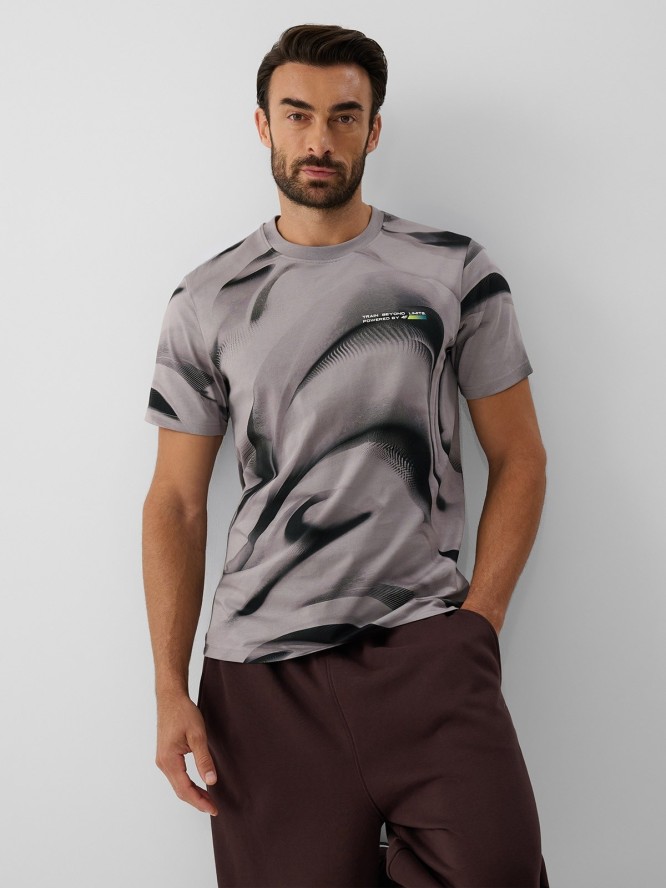 4F T-shirt regular z nadrukiem męski - czarny L