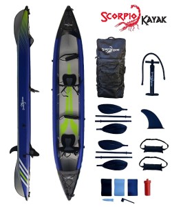 Kajak pompowany dwuosobowy do pływania Scorpio kayak DS 473 New dropstich