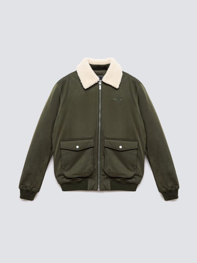 Kurtka męska bomber z kożuszkiem khaki Getnew 303