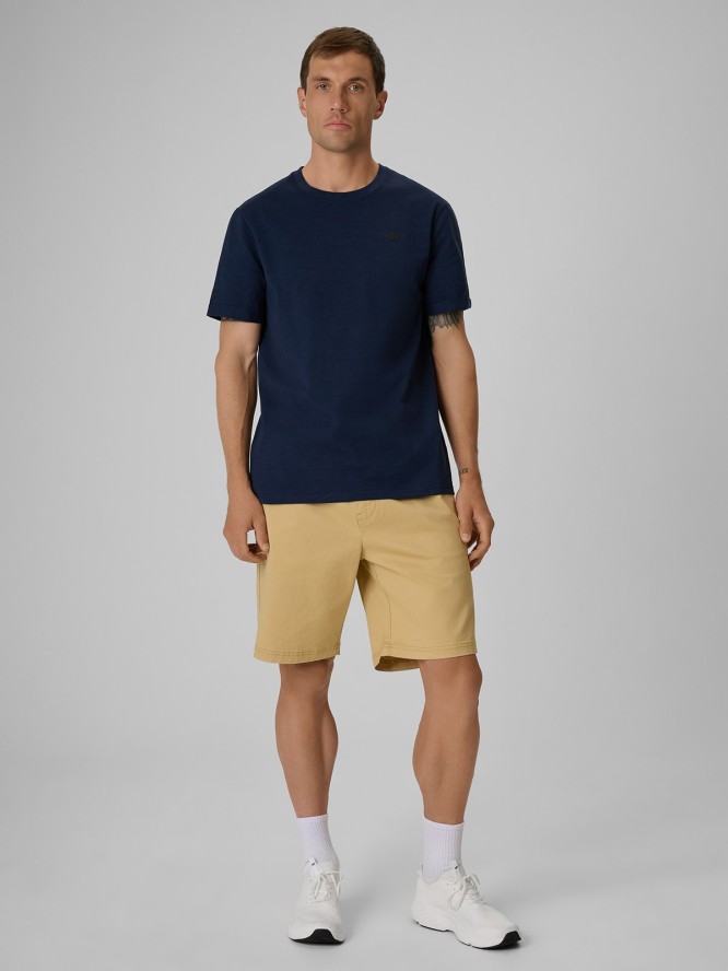 4F T-shirt regular gładki męski - granatowy XL