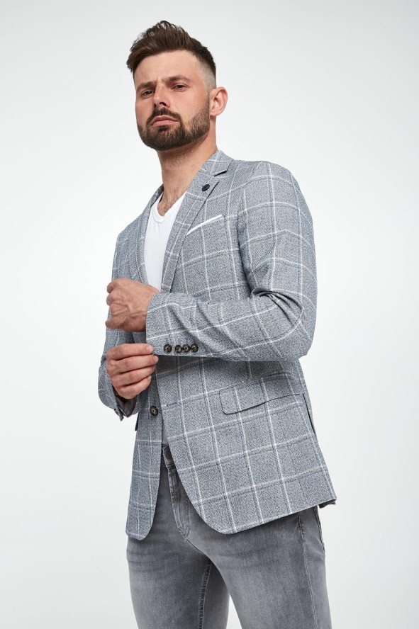 Marynarka męska w kratkę z lnem Hogiz JOOP! JEANS