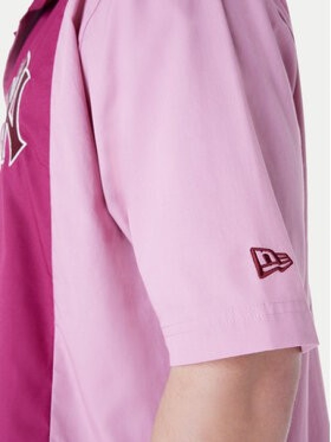 New Era Koszula New York Yankees Stripe Revere 60596341 Różowy Regular Fit