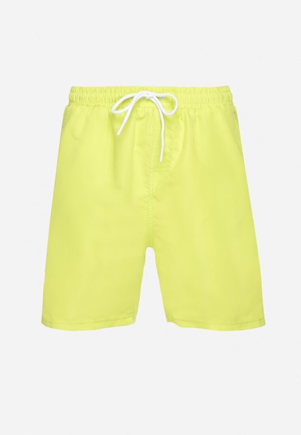 Żółte Gładkie Szorty Bermudy z Kieszeniami Uliritia