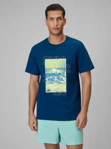 T-shirt regular z nadrukiem męski 4F 4FWSS26TTSHM2783