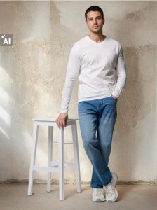 Jeansy regular fit z efektem sprania - niebieski