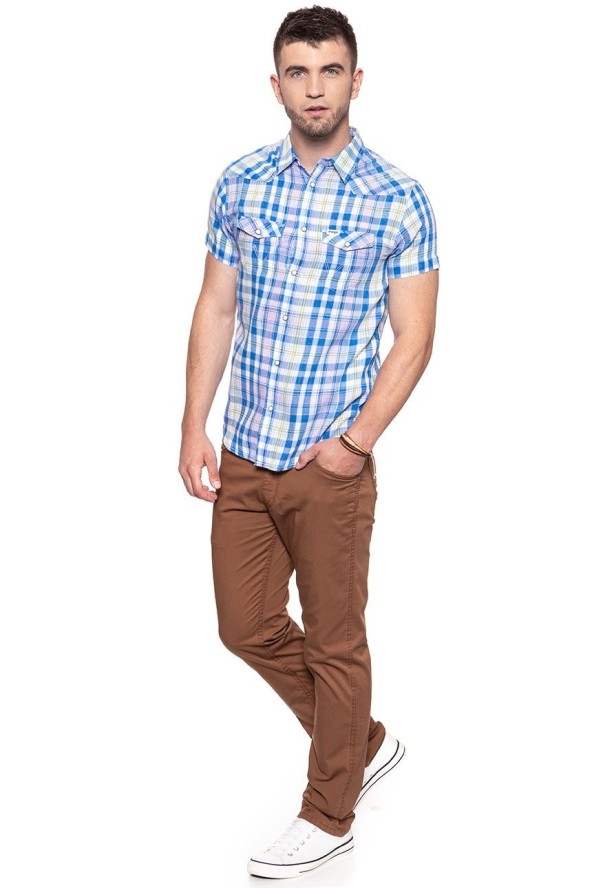 KOSZULA MĘSKA KRÓTKI RĘKAW WRANGLER SS WESTERN SHIRT TURKISH SEA W5A246D86 112130000