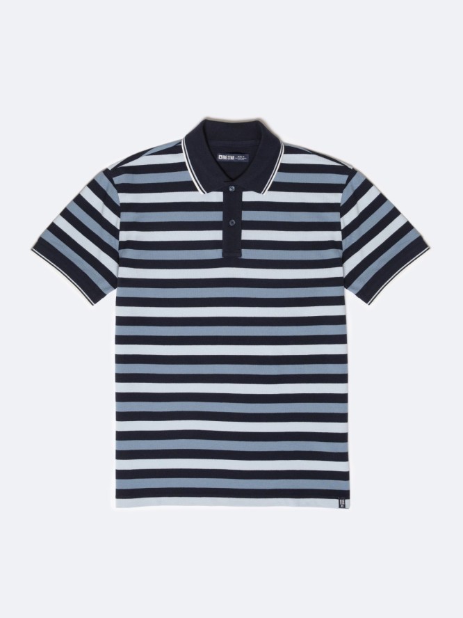 Koszulka męska polo w kolorowe paski Seulir 401