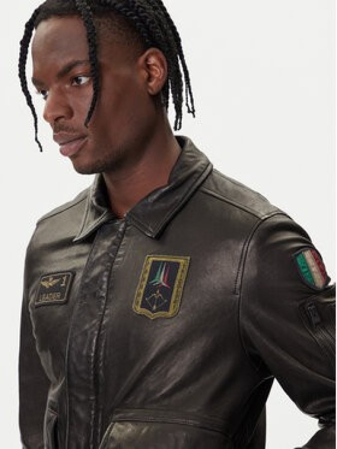 Aeronautica Militare Kurtka skórzana 252PN0895U100839 Czarny Regular Fit