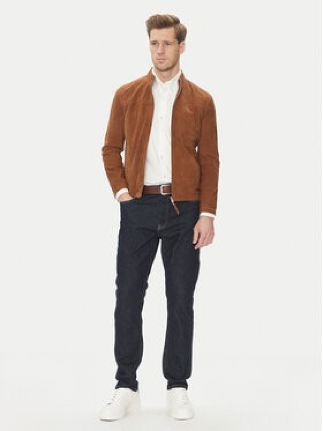 Serge Pariente Kurtka skórzana Sylvino Vs Brązowy Slim Fit