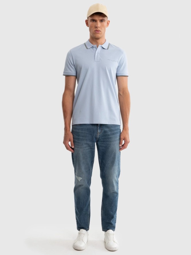 Jeansy męskie z przetarciami niebieskie Ates 373