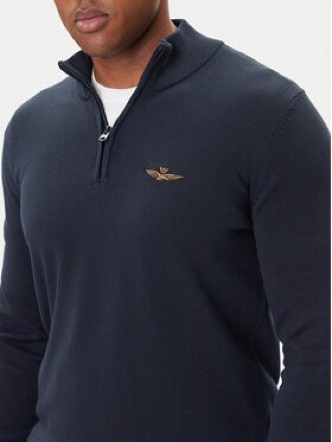 Aeronautica Militare Sweter 252MA1578UL00506 Granatowy Regular Fit