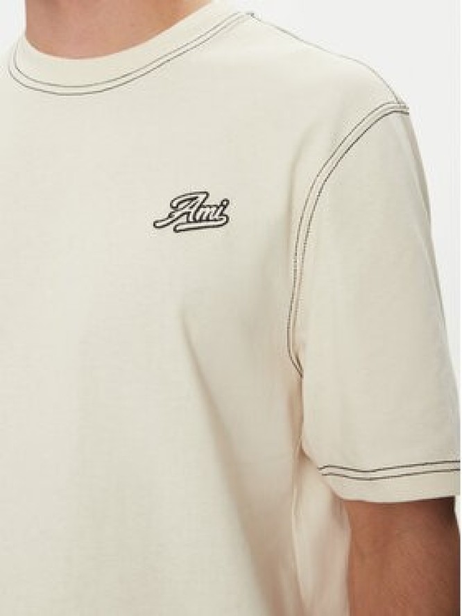 AMI Paris T-Shirt HTS029.JE0118 Beżowy Regular Fit