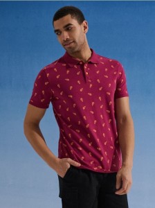 Bawełniana koszulka polo - różowy