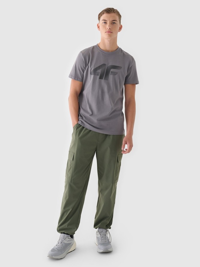 4F T-shirt regular z nadrukiem męski - szary XL