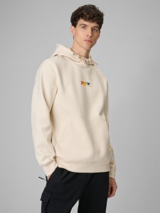 4F Bluza dresowa regular z kapturem męska - beżowa L