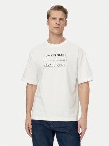 Calvin Klein Jeans T-Shirt LV04RE827G Biały Regular Fit