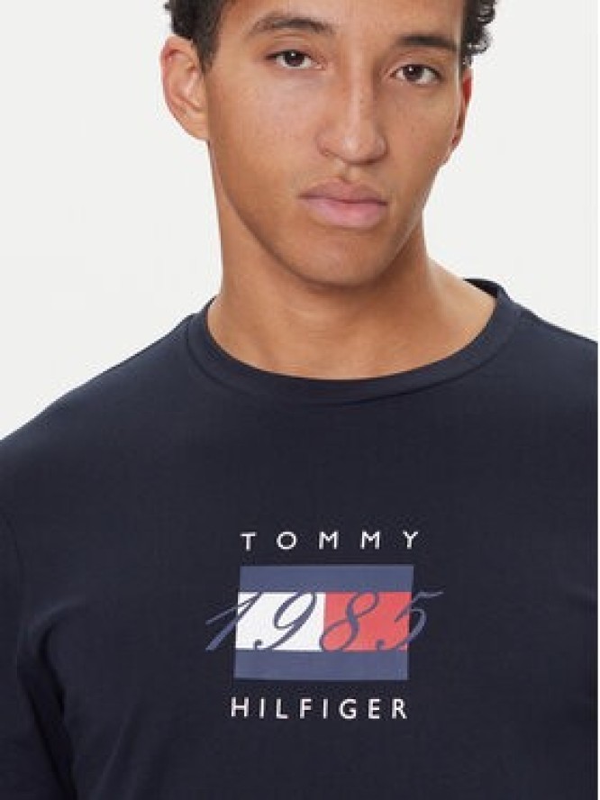 Tommy Hilfiger T-Shirt Linear Flag MW0MW41338 Granatowy Regular Fit