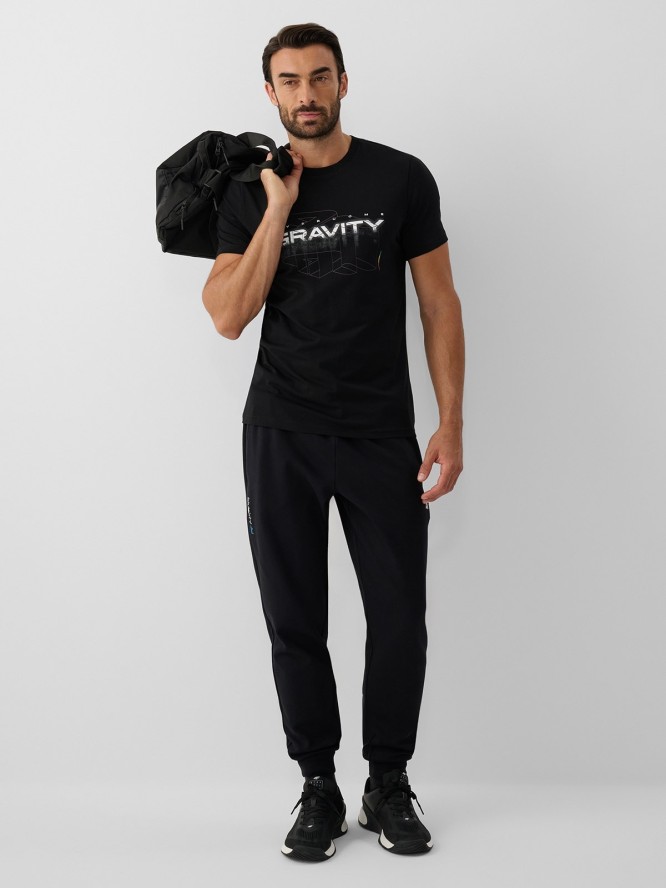 4F T-shirt slim z nadrukiem męski - czarny XXL