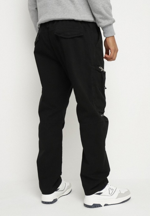 Czarne Spodnie Cargo z Bawełny z Kieszeniami Aliria