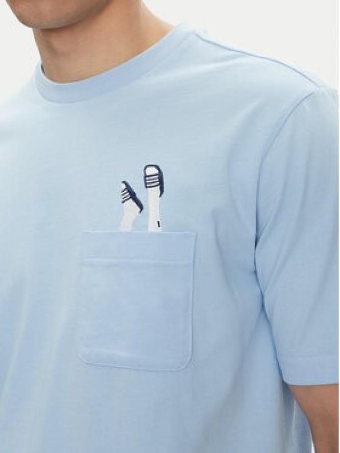 adidas T-Shirt Lounge Slides Graphic Pocket JM0376 Niebieski Regular Fit