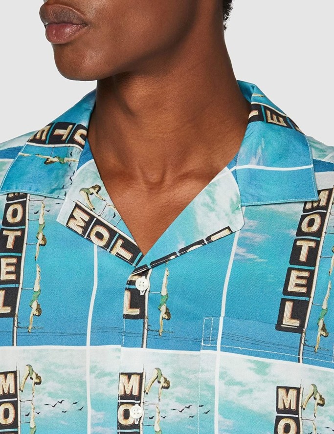 MĘSKA KOSZULA WRANGLER SS ALLOVER SHIRT BLUE W5J36HX05 112130178