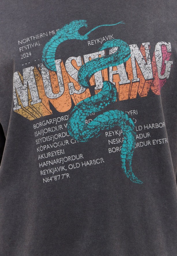 MĘSKA KOSZULKA MUSTANG T-shirt Akron Jet Black 1015658 4188
