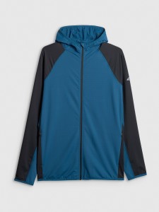 4F Bluza trekkingowa regular z kapturem męska - turkusowa XXL