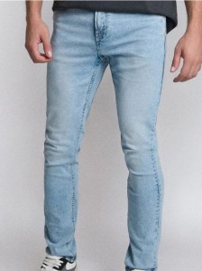 Jeansy skinny z efektem sprania - niebieski